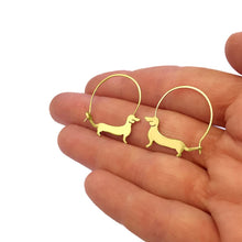 Load image into Gallery viewer, Dachshund Hoop Earrings - Silver/14K Gold-Plated |Line - WeeShopyDog
