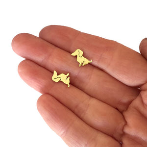 Dachshund Stud Earrings - Silver/14K Gold-Plated |Sweet - WeeShopyDog
