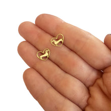 Load image into Gallery viewer, Dachshund Stud Earrings - Silver/14K Gold-Plated |Line Heart - WeeShopyDog
