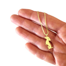 Load image into Gallery viewer, Dachshund Pendant Necklace - Silver/14K Gold-Plated |Sit-up - WeeShopyDog
