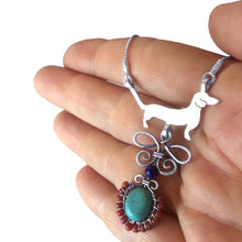 Load image into Gallery viewer, Dachshund Pendant Necklace - Silver Turquoise Corals Lapis |Line Butterfly - WeeShopyDog