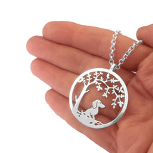 Load image into Gallery viewer, Dachshund Little Tree Of Life Pendant Necklace - Silver/14K Gold-Plated - WeeShopyDog