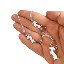 Load image into Gallery viewer, Dachshund Pendant Necklace- Silver Turquoise | Sit-up - WeeShopyDog