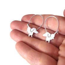 Load image into Gallery viewer, Dachshund Hoop Earrings - Silver |Up - WeeShopyDog