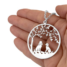 Load image into Gallery viewer, Poodle Tree Of Life Pendant Necklace - Silver/14K Gold-Plated - WeeShopyDog