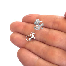 Load image into Gallery viewer, Dachshund Stud Earrings - Silver/14K Gold-Plated |Line Heart - WeeShopyDog