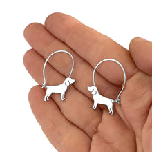 Load image into Gallery viewer, Beagle Hoop Earrings - Silver/14K Gold-Plated |Line - WeeShopyDog

