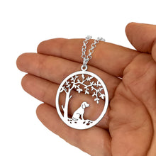 Load image into Gallery viewer, Beagle Little Tree Of Life Pendant Necklace - Silver/14K Gold-Plated - WeeShopyDog