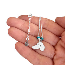 Load image into Gallery viewer, Dachshund Pendant Necklace - Silver Turquoise |Side - WeeShopyDog