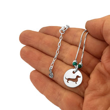 Load image into Gallery viewer, Dachshund Necklace and Hoop Earrings SET - Silver |Line Circle - WeeShopyDog