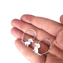 Load image into Gallery viewer, Dachshund Hoop Earrings - Silver |Sweet - WeeShopyDog