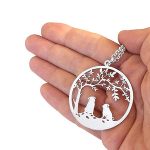 Pug Tree Of Life Pendant Necklace - Silver/14K Gold-Plated - WeeShopyDog