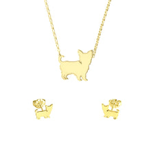 Load image into Gallery viewer, Yorkie Necklace and Stud Earrings SET - 14K Gold-Plated - WeeShopyDog