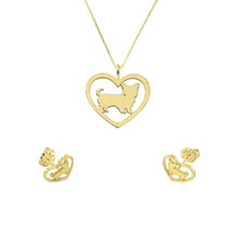 Load image into Gallery viewer, Yorkie Necklace and Stud Earrings SET - Silver/14K Gold-Plated |Heart
