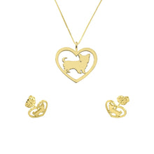 Load image into Gallery viewer, Yorkie Necklace and Stud Earrings SET - Silver/14K Gold-Plated |Heart