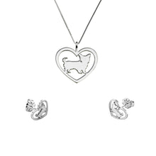 Load image into Gallery viewer, Yorkie Necklace and Stud Earrings SET - Silver/14K Gold-Plated |Heart