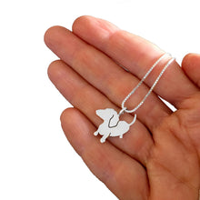 Load image into Gallery viewer, Dachshund Necklace and Dangle Earrings SET - Silver |Up - WeeShopyDog
