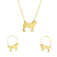 Load image into Gallery viewer, Pug Necklace and Hoop Earrings SET - Silver/14K Gold-Plated |Line