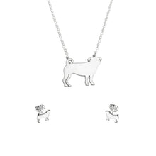 Load image into Gallery viewer, Pug Necklace and Stud Earrings SET - Silver/14K Gold-Plated |Line - WeeShopyDog
