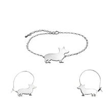 Load image into Gallery viewer, Corgi Bracelet and Hoop Earrings SET - Silver/14K Gold-Plated |Line