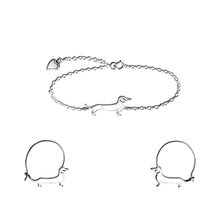 Load image into Gallery viewer, Dachshund Bracelet and Hoop Earrings SET - Silver/14K Gold-Plated |Line - WeeShopyDog