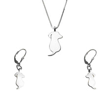 Load image into Gallery viewer, Dachshund Necklace and Dangle Earrings SET - Silver |Friend - WeeShopyDog