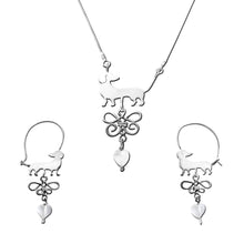 Load image into Gallery viewer, Dachshund Necklace and Hoop Earrings SET - Silver |Beauty Butterfly - WeeShopyDog