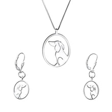 Load image into Gallery viewer, Dachshund Necklace and Dangle Earrings SET - Silver |Image - WeeShopyDog
