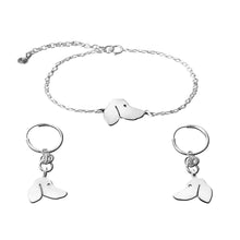 Load image into Gallery viewer, Dachshund Bracelet and Hoop Dangle Earrings SET - Silver |Side - WeeShopyDog