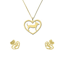 Load image into Gallery viewer, Chihuahua Necklace and Stud Earrings SET - Silver/14K Gold-Plated |Heart