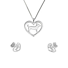Load image into Gallery viewer, Chihuahua Necklace and Stud Earrings SET - Silver/14K Gold-Plated |Heart
