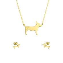 Load image into Gallery viewer, Chihuahua Necklace and Stud Earrings SET - Silver/14K Gold-Plated |Line

