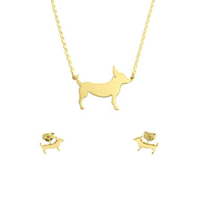 Load image into Gallery viewer, Chihuahua Necklace and Stud Earrings SET - Silver/14K Gold-Plated |Line