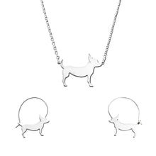 Load image into Gallery viewer, Chihuahua Necklace and Hoop Earrings SET - Silver/14K Gold-Plated |Line
