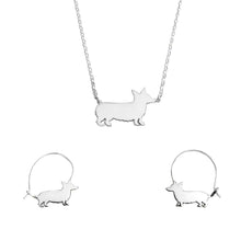 Load image into Gallery viewer, Corgi Necklace and Hoop Earrings SET - Silver/14K Gold-Plated |Line
