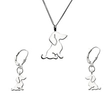 Load image into Gallery viewer, Dachshund Necklace and Dangle Earrings SET - Silver |Sweet - WeeShopyDog