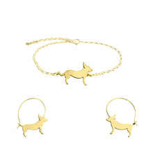 Load image into Gallery viewer, Chihuahua Bracelet and Hoop Earrings SET - Silver/14K Gold-Plated |Line
