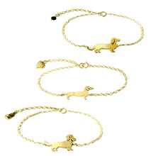 Load image into Gallery viewer, Dachshund Bracelets SET - Silver/14K Gold-Plated Smooth, Long, Wire Haired - WeeShopyDog

