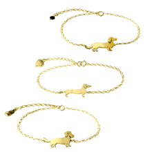 Load image into Gallery viewer, Dachshund Bracelets SET - Silver/14K Gold-Plated Smooth, Long, Wire Haired - WeeShopyDog
