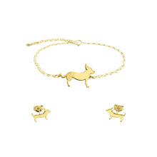 Load image into Gallery viewer, Chihuahua Bracelet and Stud Earrings SET - Silver/14K Gold-Plated |Line - WeeShopyDog