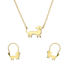 Load image into Gallery viewer, Dachshund Necklace and Hoop Earrings SET - 14K Gold-Plated - WeeShopyDog