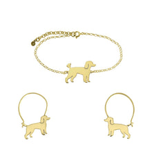 Load image into Gallery viewer, Poodle Bracelet and Hoop Earrings SET - Silver/14K Gold-Plated |Line
