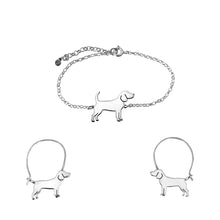 Load image into Gallery viewer, Beagle Bracelet and Hoop Earrings SET - Silver/14K Gold-Plated |Line