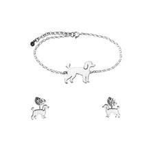 Load image into Gallery viewer, Poodle Bracelet and Stud Earrings SET - Silver/14K Gold-Plated |Line - WeeShopyDog