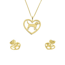 Load image into Gallery viewer, Beagle Necklace and Stud Earrings SET - Silver/14K Gold-Plated |Heart