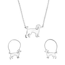 Load image into Gallery viewer, Poodle Necklace and Hoop Earrings SET - Silver/14K Gold-Plated |Line