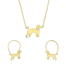 Load image into Gallery viewer, Poodle Necklace and Hoop Earrings SET - Silver/14K Gold-Plated |Line