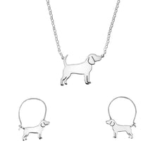 Load image into Gallery viewer, Beagle Necklace and Hoop Earrings SET - Silver/14K Gold-Plated |Line