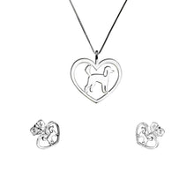 Load image into Gallery viewer, Poodle Necklace and Stud Earrings SET - Silver/14K Gold-Plated |Heart