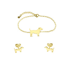 Load image into Gallery viewer, Jack Russell Bracelet and Stud Earrings SET - 14K Gold-Plated - WeeShopyDog
